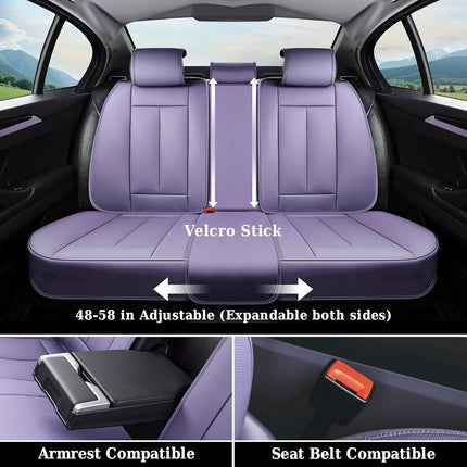 Coverado Universal Seat Covers Front, 2-Pack Universal Seat Covers for Cars, Waterproof Nappa Leather Car Seat Covers with Head Pillow, Auto Protectors Fit for Most Sedans SUV Pick-up Truck-Purple