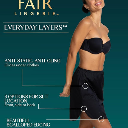 Vanity Fair Women's Anti-Static Nylon Half Slip for Under Dresses, Available Up to Size 3XL, 24 Inch-Single Slit-Neutral, Large