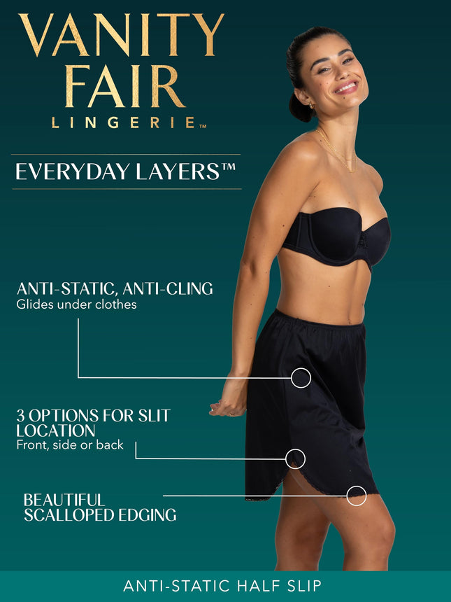 Cache-cœur mi-long en nylon Vanity Fair pour femme, fente simple 11760, fente-14 longueur-noir, moyen