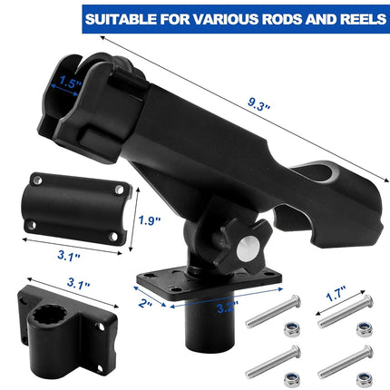 Bekith 2 Pack Adjustable Powerlock Rod Holder with Combo Mount, Black Finish