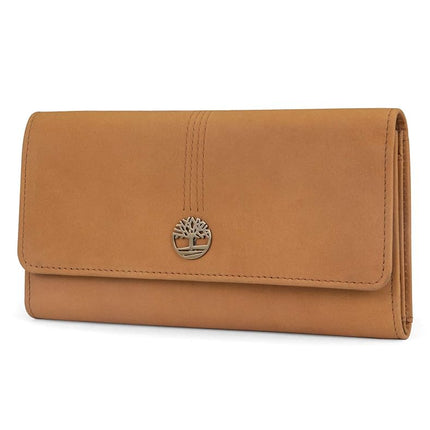 Timberland Women Leather RFID Flap Wallet Clutch Organizer, Wheat (Nubuck), One Size