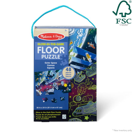 Melissa & Doug Space Glow-in-the-Dark Jigsaw Floor Puzzle – 48 Pieces, Puzzles for 3 year olds, Cardboard puzzle, Montessori toys, Problem solving, Gift for boy or girl - FSC Certified