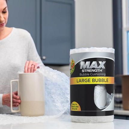 Duck Max Strength Bubble Cushioning Wrap for Moving & Shipping, 60 FT Large Packing Wrap, Heavy Duty Protection for Mailing & Packaging Boxes, Clear Roll Supplies Perforated Every 12 IN
