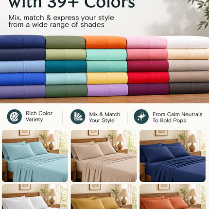 King Size Sheets Set, Cooling & Soft Deep Pocket Bed Sheets, 4PC