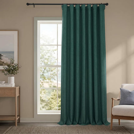 HPD Half Price Drapes - Faux Linen Curtains for Living Room (1 Panel) - 100W X 108L - Extra Wide Textured Room Darkening Curtains for Bedroom 108 Inches Long - Drapes for Home Decor, Focal Green