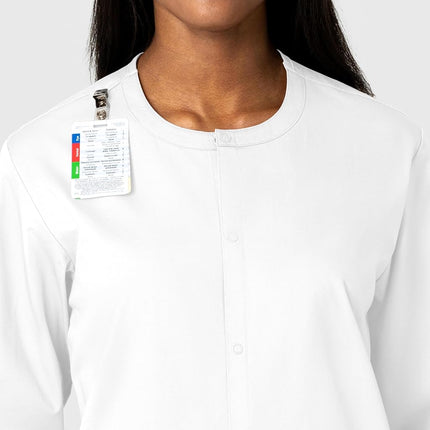 WonderWink 800AWHITSM Wonder Work Unisex Snap Front Jacket, White, Standard-S Size