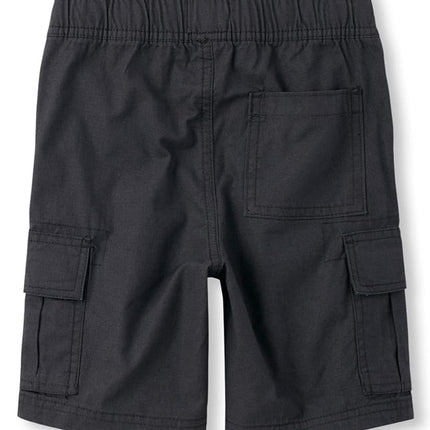 The Children's Place Boys' Pull on Cargo Shorts, Washed Black Single, 10