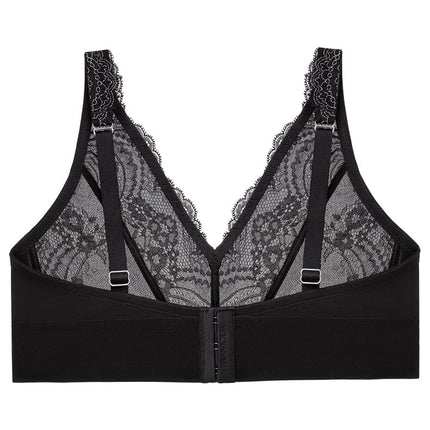 Glamorise Bramour Lexington Lace Plunge Bralette Sujetador sin aros 7013 (Mujer y Mujer Tallas Grandes) Negro