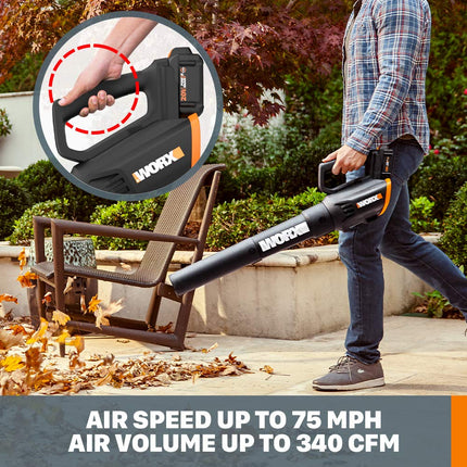 WORX WG930.3 20V PowerShare 10" Cordless String Trimmer & Turbine Blower Combo Kit, (2) 4.0Ah Batteries and Dual Charger