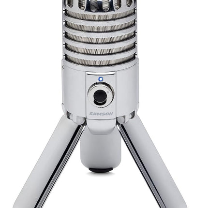 Micrófono Samson Meteor Mic - Condensador USB portátil con calidad de estudio - Micrófono de alto rendimiento, uso general/podcasting/juegos/grabación de música, resolución de 16 bits, 44,1/48 kHz, Cromo plateado