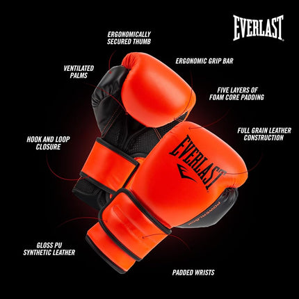 Everlast Unisex Powerlock Training Gloves Red 14oz