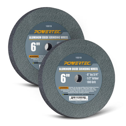 POWERTEC Bench Grinder Wheel 6 Inch 100 Grit, Alum
