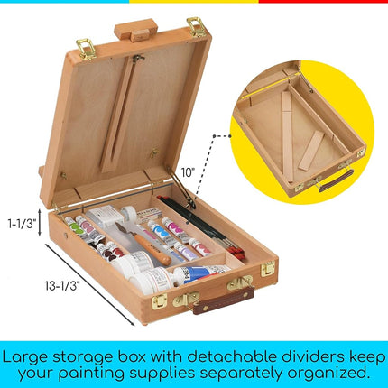 MEEDEN Studio Sketch Box Easel- Solid Beech Wood Universal Design Adjustable Tabletop Sketchbox Easel with Storage Box for Plein Air Artist, Art Students & Beginners