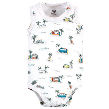 Hudson Baby Unisex Baby Cotton Sleeveless Bodysuits, Surfer Dude, 9-12 Months