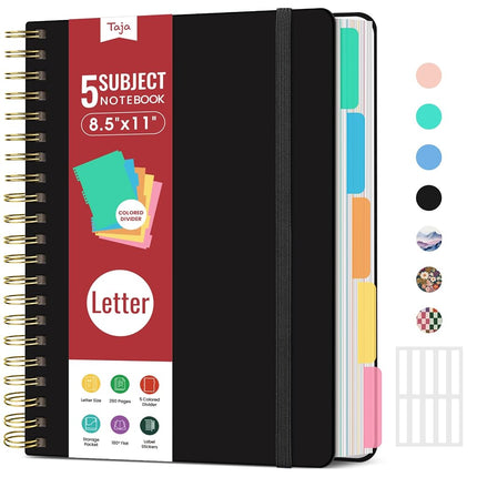 Taja Spiral Notebooks for Work 5 Subject Notebook 