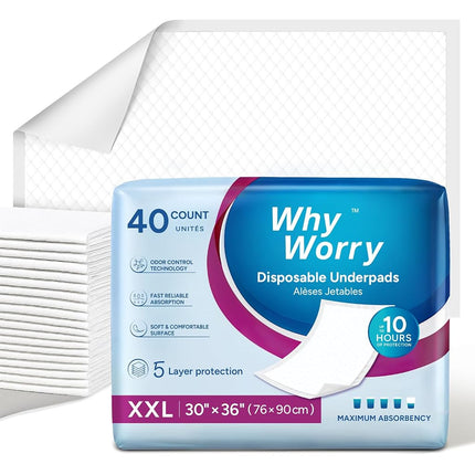 WhyWorry Disposable Incontinence Bed Pads for Adul