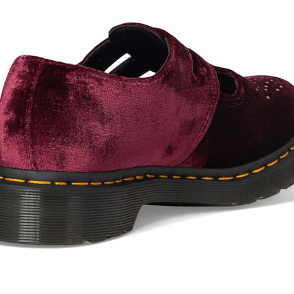 Dr. Martens Women's Vegan 8065 Mary Jane Flat, Cherry Red Velvet, 5