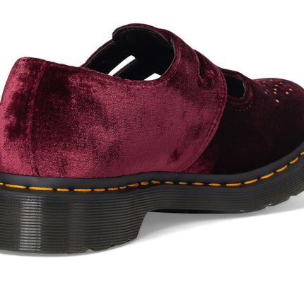 Dr. Martens Women's Vegan 8065 Mary Jane Flat, Cherry Red Velvet, 5