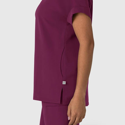 WonderWink Women's Women's Drop Shoulder Boxy Scrub Top Wine