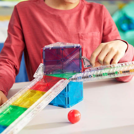 MAGNA-TILES Rail Racers Magnetic Construction Set, 33-Piece Set with Track Rails, Ages 3+, 30x6.5x30.5 cm, Educational STEM Building Toy