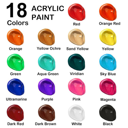 Shuttle Art Acrylic Paint, 18 Colours Acrylic Paint Bottle Set (240ml/8.12oz), Rich Pigmented Acrylic Paints, Bulk Painting Supplies for Artists, Beginners and Kids on Rocks Crafts Canvas Wood Ceramic