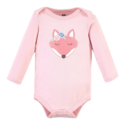 Hudson Baby Baby Girls Cotton Long-sleeve Bodysuits 3-pack, Girl Fox, 3-6 Months
