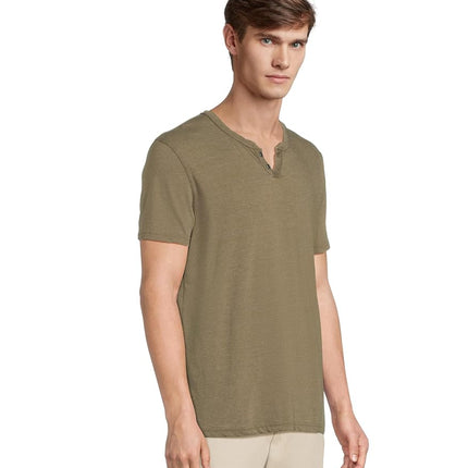 Lucky Brand Men's Venice Burnout Notch Neck Tee Shirt T, Dark Olive, XL