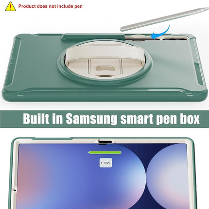 Junfire Case for Samsung Galaxy Tab S10+/S8+/S7+ 12.4 Inch, Shockproof Protective Case with Rotating Kickstand Hand Strap Pen Holder for Tablet - Green