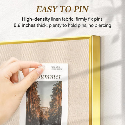 Small Linen Bulletin Board, 16"x12" Fabric Pin Board Vision Board