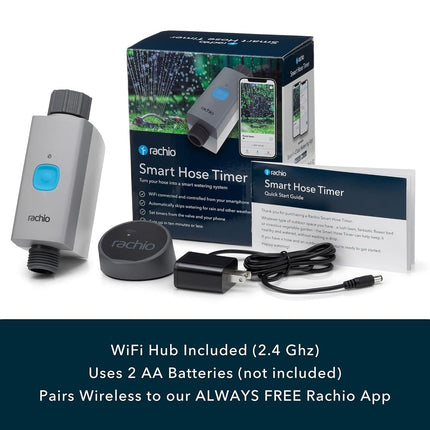 Rachio Smart Hose Timer with WiFi Hub for Outdoor Watering | Easy Faucet Install, Automate Water & Sprinkler Schedules for Lawn, Garden, & Yard Care.