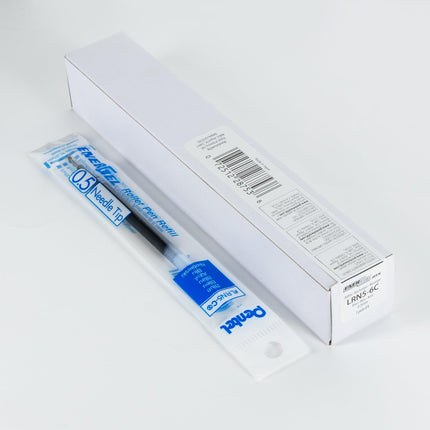 Tinta de recarga Pentel - para bolígrafo de gel EnerGel, punta de aguja de 0.5mm, fina, tinta azul, paquete de 6 recargas (LRN5-6C)