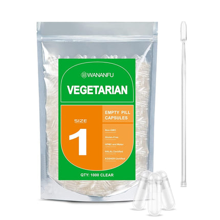 WANANFU Size 1 Empty Capsules Vegetarian (1000 Cou