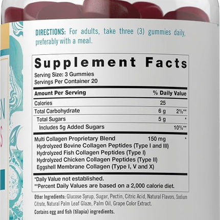 Collagen Gummies | 60 Count | Multi Collagen Complex | Beauty Formula Supplement | Mixed Berry Flavor | Non-GMO, Gluten Free | Carlyle