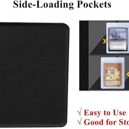 4 Pockets Card Binder for Semi Rigid Card Holders, Ringless Card Binder Album Holds 160 Semi Rigid Card Sleeves, Semi Card Holder Binder with Sleeves