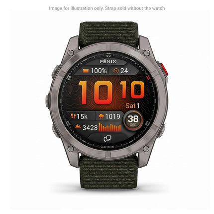 Garmin UltraFit Watch Straps (26mm), Lightweight, suitable for selected f?nix-, epix-, Descent-, D2-, Instinct-, Forerunner- and Tactix series smartwatches, Original accessory, Nylon, Moss