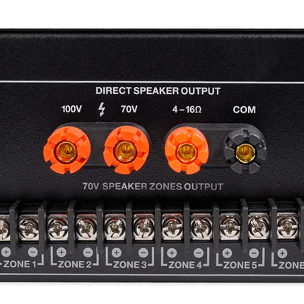 Amplificador comercial/para restaurante Rockville RCS180-6 de 180 vatios, 6 zonas, 70V, con Bluetooth