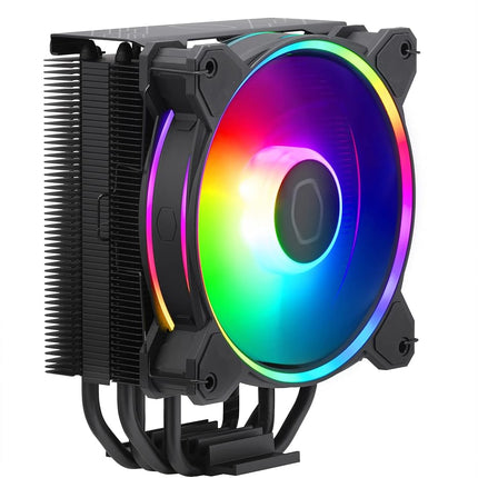 Cooler Master Hyper 212 Halo CPU Air Cooler - Jet Black Aluminium Finish, 4 Continuous Direct Contact Heat Pipes with Fins, MF120 Halo2 ARGB Fan, ARGB Auto Detect, LGA1700 & AM5 Brackets - Black