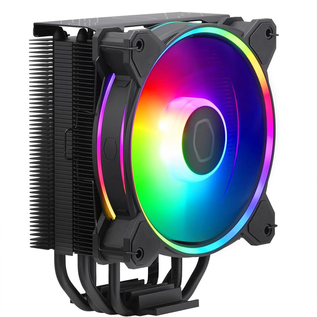 Cooler Master Hyper 212 Halo CPU Air Cooler - Jet Black Aluminium Finish, 4 Continuous Direct Contact Heat Pipes with Fins, MF120 Halo2 ARGB Fan, ARGB Auto Detect, LGA1700 & AM5 Brackets - Black