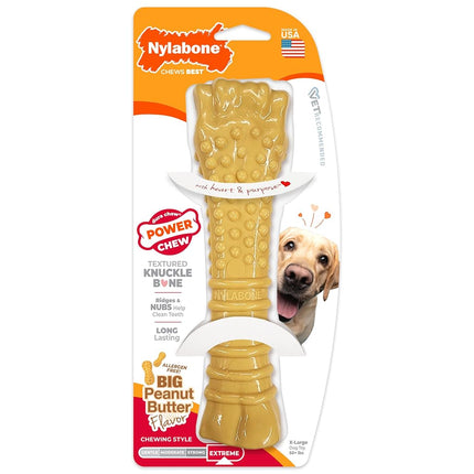 Nylabone Dura Chew Extreme Tough Dog chew Toy Bone, Allergen Free Peanut Butter Flavour, XL, for Dogs Over 23 kg Large for Extreme Chewers, Peanut Butter