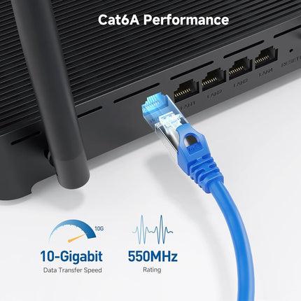 Cable Matters Snagless Shielded Cat6A Ethernet Cable 50 ft (SSTP, SFTP Shielded Ethernet Cable, Shielded Cat6 Cable, Cat 6 Shielded Network Cable) in Blue