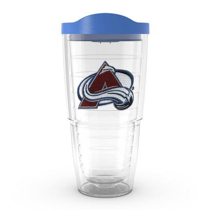 Tervis 1087005 "NHL Colorado Avalanche" Tumbler with Blue Lid, Emblem, 24 oz, Clear
