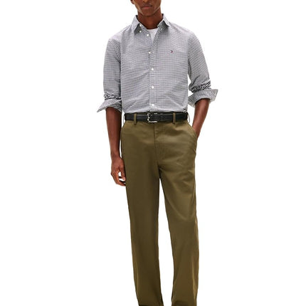 Tommy Hilfiger Men's Heritage Oxford Gingham Regular Long Sleeve Shirts, Black/Check X-Small