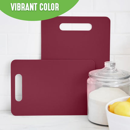 GreenLife Cutting Board Set 8x12 & 10x14, Extra Durable, Meal Prep, Non-Slip, Grip Handles, Crack Resistant, Dishwasher Safe, Reversible, Versatile Kitchen Essentials, Red