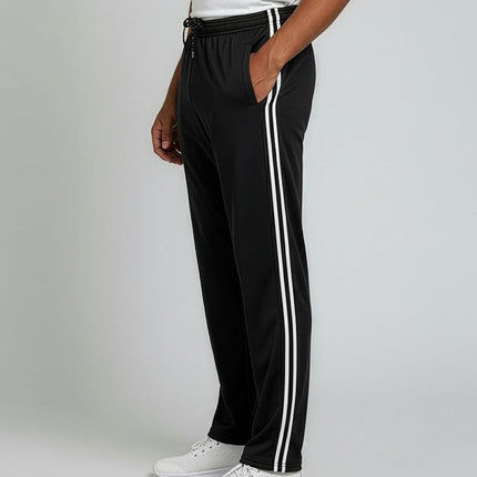 3 Pack Men's Mesh Sweatpants Open Bottom Lounge Workout Track Gym Pants, Set 5, Large