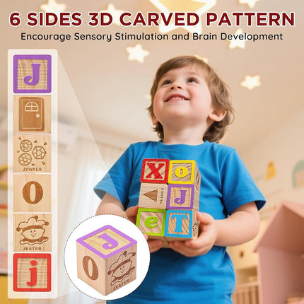 SainSmart Jr. Wooden Alphabet Building Blocks 1.73in, 30pc, Montessori 3+