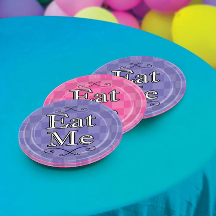Beistle 58183 24 Piece Alice In Wonderland Plates, 7", Lavender/Pink/Black/White
