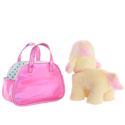 Mattel Barbie Stuffed Animals, Hairdresser Poodle with Themed Purse Playset and 6 Accessories, Plush with Lights and Sounds, Salon Pet Adventure, HPJ43