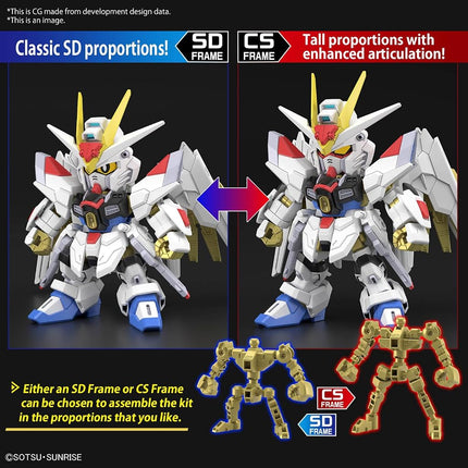 SD Gundam Cross Silhouette SDCS Mobile Suit Gundam Seed Freedom Mighty Strike Freedom Gundam Color Coded Plastic Model, Red, White