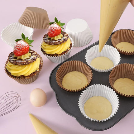 Caperci Jumbo Cupcake Liners White Muffin Baking Cups 300-Count, No Smell, Food Grade, Upgraded Grease-Proof Paper (White)