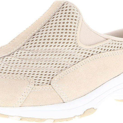 Easy Spirit Womens Traveltime Clog Light Natural Suede/White 12 W US, Light Natural Suede/White, 12 Wide